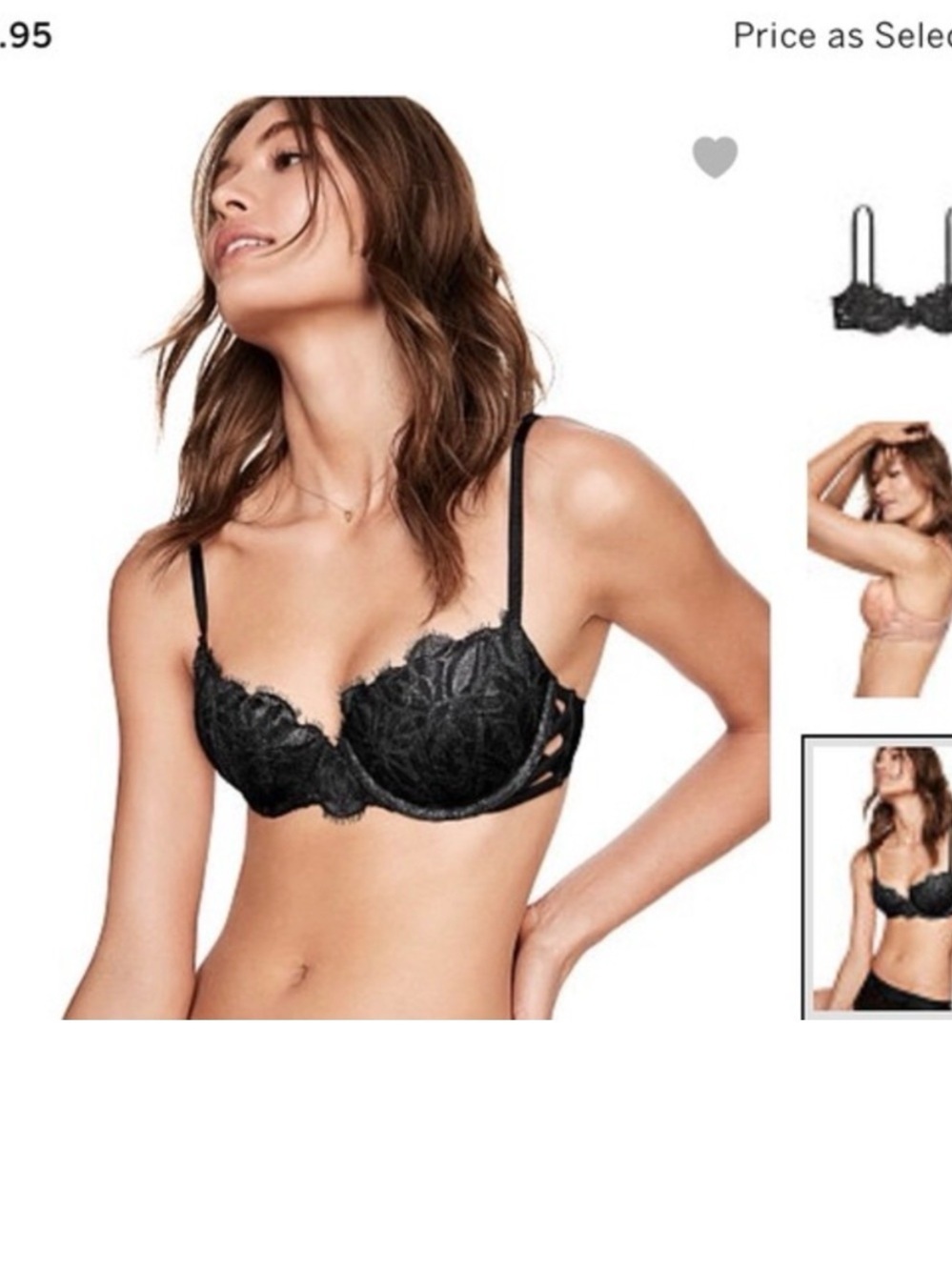 NWOT PINK Lace Push-Up Bra - Black ~ 34C